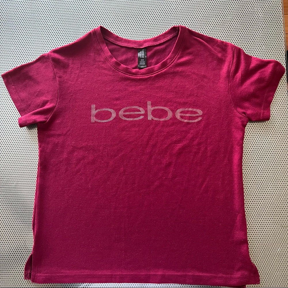 Bebe Logo Sleepwear Pajama Lounge Top size M Magenta top